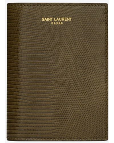 Saint Laurent Paris Portefeuille En Lézard Vert - Multicolor