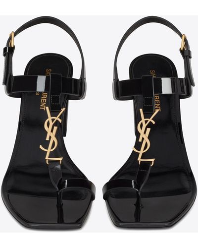 Saint Laurent Cassandra Sandals In Patent Leather - Black