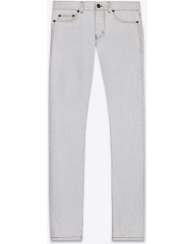 Saint Laurent Eng anliegende jeans aus grau-weißem denim weiß