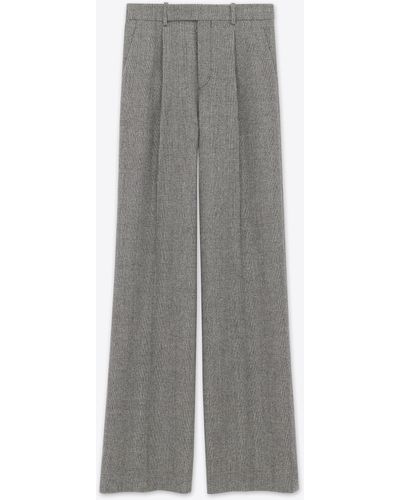 Saint Laurent Flared Wool Pants - Gray
