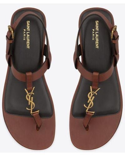 Saint Laurent Cassandre sandalen aus glattleder bernstein - Mehrfarbig