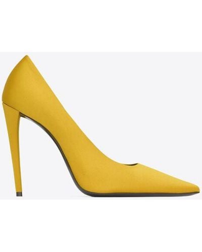 Saint Laurent Monceau Court Shoes In Satin Crepe - Yellow