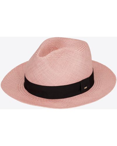 Saint Laurent Fedora Hat In Straw - Pink