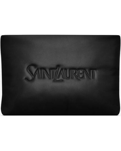 Saint Laurent Small Puffy Pouch In Lambskin - Black