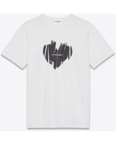 Saint Laurent White And Black Heart T-shirt