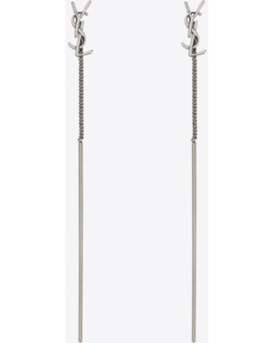 Saint Laurent Opyum Ysl Threader Earrings In Metal - Multicolor