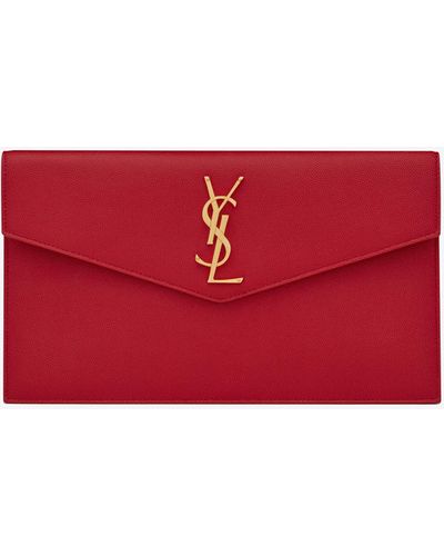 Saint Laurent Uptown Wallet On Chain Mini Leather Rouge Eros - Red