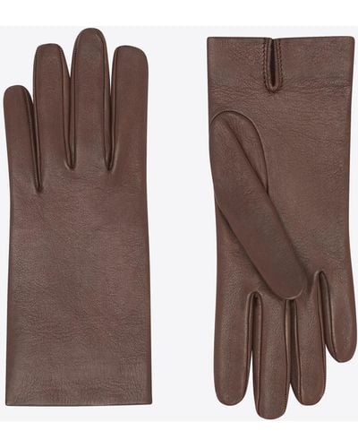 Saint Laurent Short Gloves - Brown
