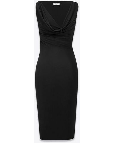 Saint Laurent Kleid aus strick mit rundhalsausschnitt schwarz