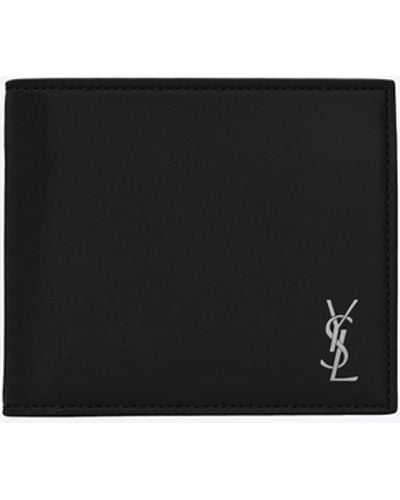 Saint Laurent Tiny Cassandre E/w Wallet With Coin Purse In Smooth Leather - White