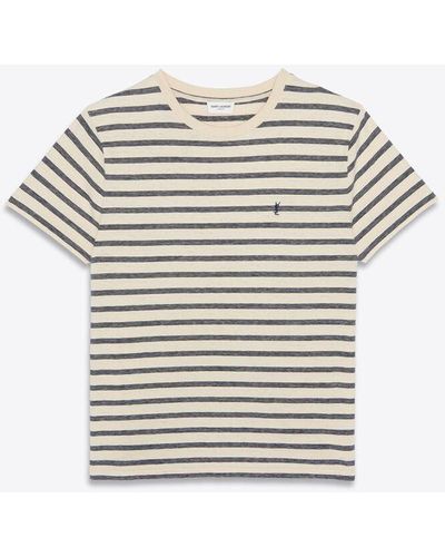 Saint Laurent Saint Laurent - T-shirt Monogramme À Rayures En Jersey - Multicolour