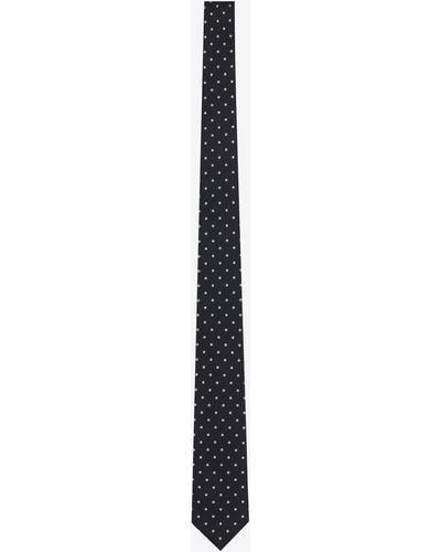 Saint Laurent Dotted Tie In Silk Jacquard - Black