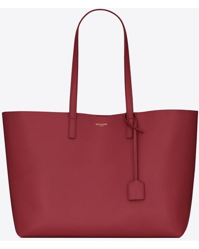 Saint Laurent Shopping E/w In Supple Leather - Red