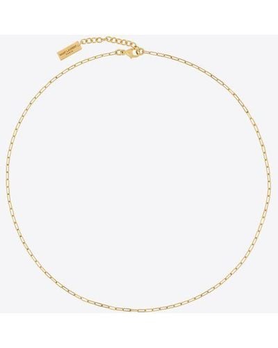 Saint Laurent Short Rectangular Chain Necklace - White