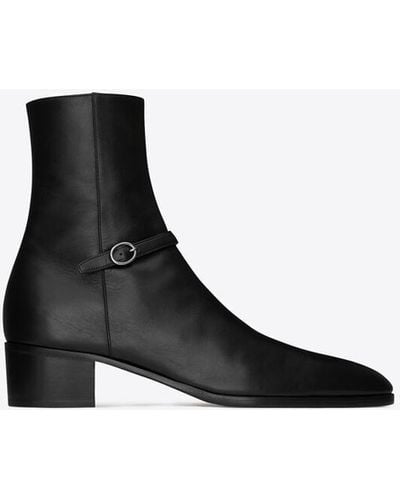 Saint Laurent Vlad stiefel mit reißverschluss aus glattleder schwarz