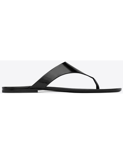 Saint Laurent Kouros Leather Flip Flops - Black