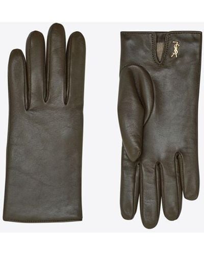 Saint Laurent Cassandre Short Gloves - Black