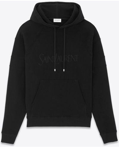 Saint Laurent Embroidered-logo Cotton Hoodie - Black