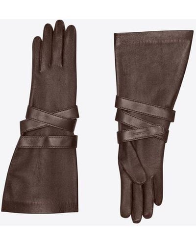 Saint Laurent Aviator Gloves - Brown