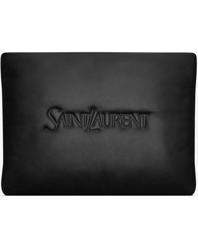 Saint Laurent Large Puffy Pouch In Lambskin - Black