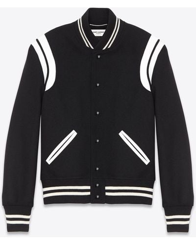 Saint Laurent Men's Lurex Leather-Trim Teddy Jacket