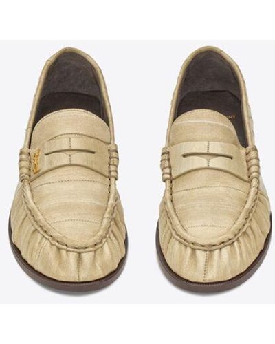 Saint Laurent Le loafer penny slippers aus aalleder weiß - Mettallic