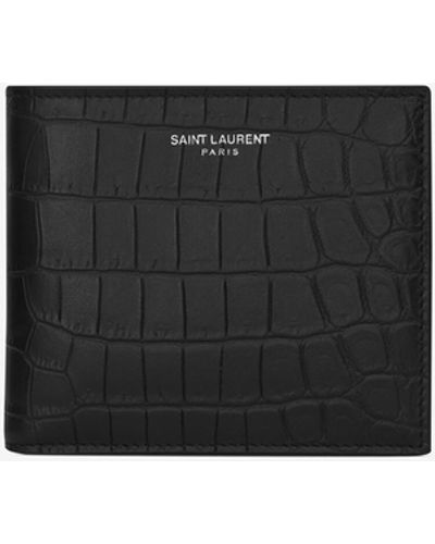 Saint Laurent Paris East/west Wallet With Coin Purse In Crocodile-embossed Leather - Black