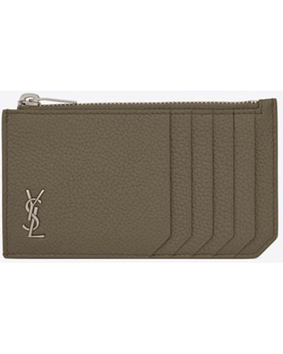 TINY CASSANDRE Zipped Fragments credit card case in grained leather, Saint  Laurent