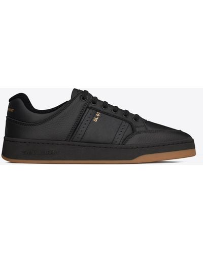 Saint Laurent Men Grained Sneakers - Black