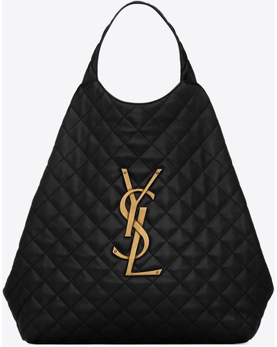 Saint Laurent Quilted Icare Shopper Bag - Black