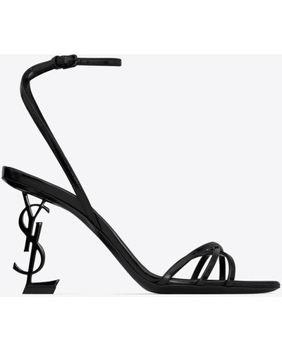 Saint Laurent Opyum Sandals In Glazed Leather in Black | Lyst