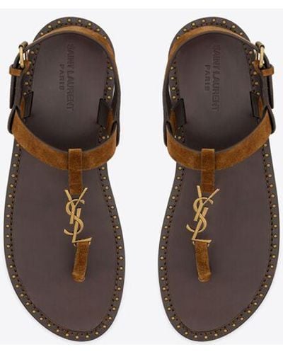 Saint Laurent Cassandre sandalen aus veloursleder bernstein - Mehrfarbig