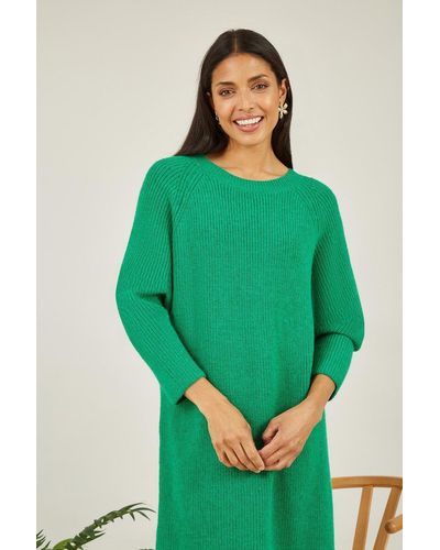 Yumi' Knitted Midi Dress - Green