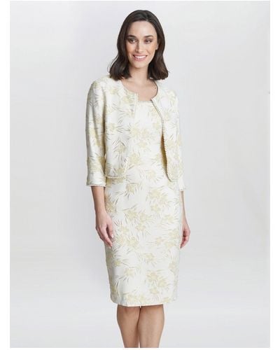 Gina Bacconi Lindsay Dress And Jacket With Pearl Trim - White