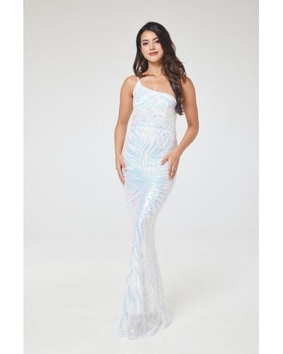 Luv Forever One Shoulder Sequin Maxi Dress - White