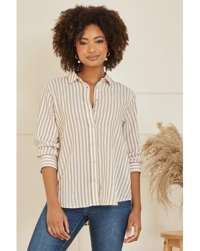 Yumi' Stripe Cotton Shirt - Natural