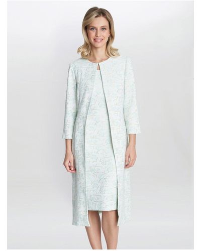 Gina Bacconi Lulu Jacquard Dress And Coat - White
