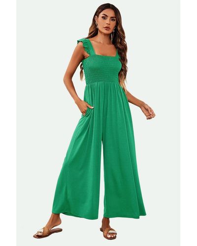FS Collection Frill Detail Strappy Jumpsuit - Green