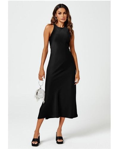 FS Collection Slim-Fit Satin Midi Dress - Black