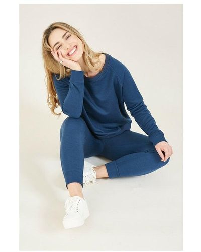 Yumi' Jersey Relaxed Sweatshirt - Blue