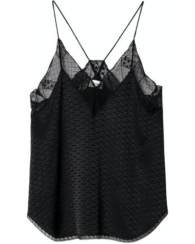 Zadig & Voltaire Trägertop Christy Seide Jacquard - Schwarz