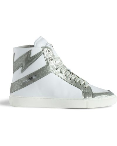 Zadig & Voltaire Zv1747 High Flash High-top Infinity Patent Trainers - Grey