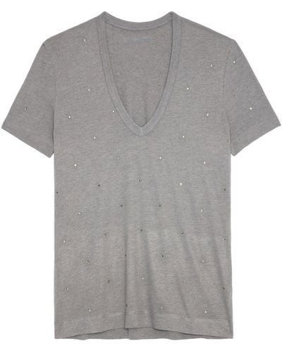 Zadig & Voltaire Wassa Diamanté T-shirt - Grey