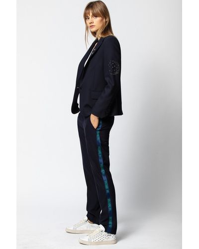 Zadig & Voltaire Pantalon Pomelo Band Encre - Taille 36 - Femme - Bleu