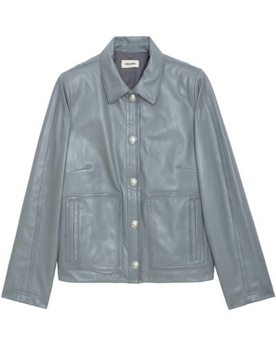 Zadig & Voltaire Litchi Leather Jacket - Blue