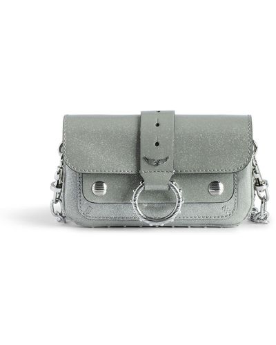 Zadig & Voltaire Kate Ring-embellished Metallic Leather Shoulder Bag - Grey