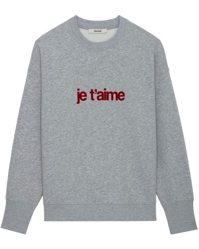 Zadig & Voltaire Sweatshirt Oscar Je T'aime - Grau