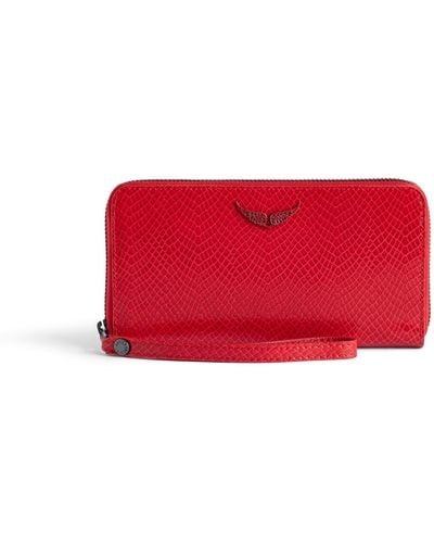 Zadig & Voltaire Portefeuille compagnon glossy wild embossé - Rouge