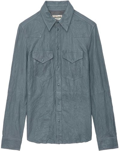 Zadig & Voltaire Thelma Crinkled Leather Shirt - Blue