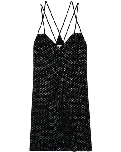 Zadig & Voltaire Vestido De Seda Con Strass Rohana - Negro